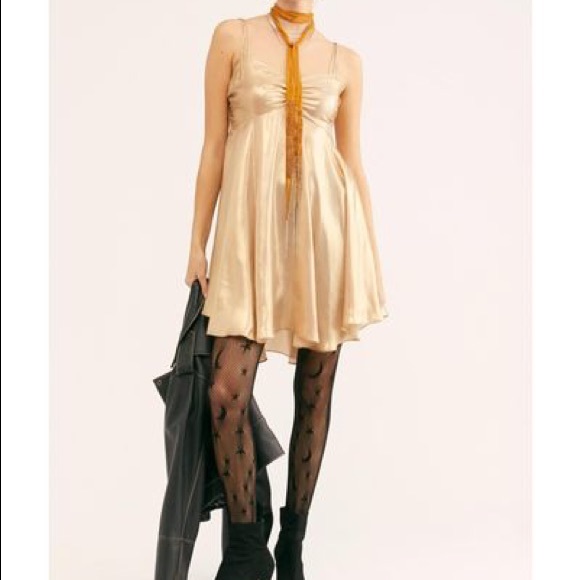 Free People Gold Metallic Just Dance Babydoll Slip - Picture 4 of 11